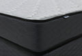 Close-up of a modern mattress with a dark patterned base.