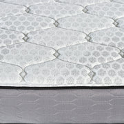 Close-up of a quilted mattress surface with hexagonal pattern.