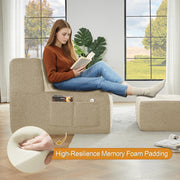 Compressible Plush Modular Lounge Sofa + Ottoman Set Beige