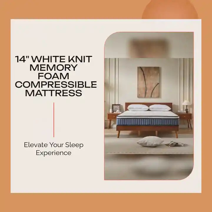 14" White Knit Memory Foam Compressible Mattress by@Outfy